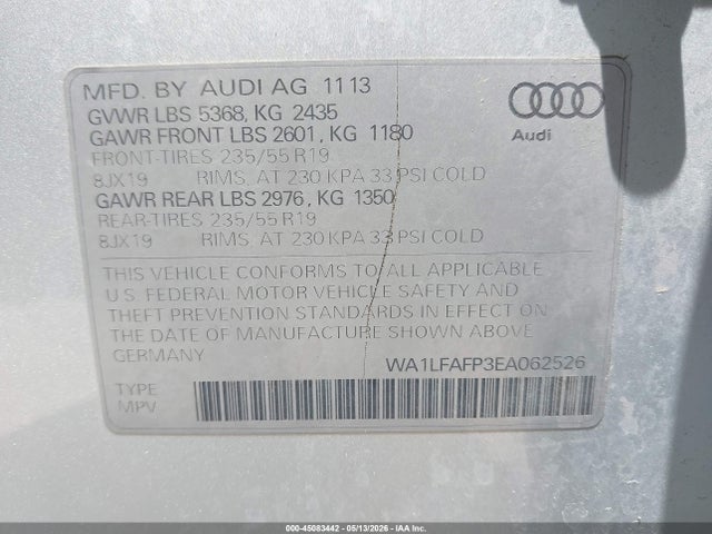 Aukcja sprzedaży 2014 Audi Q5 2.0t Premium, vin: WA1LFAFP3EA062526, numer aukcji: 45083442