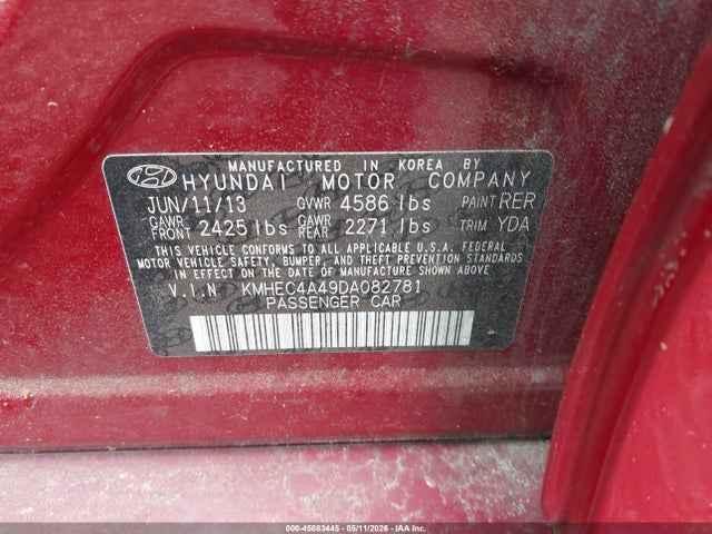 Продажа на аукционе авто 2013 Hyundai Sonata Hybrid, vin: KMHEC4A49DA082781, номер лота: 45083445