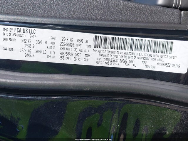 1C4RDJEG2JC160906 Dodge Durango Citadel Awd