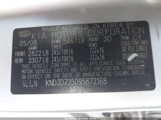 Продаж на аукціоні авто 2009 Kia Sorento Lx, vin: KNDJD735095872168, номер лоту: 45083482