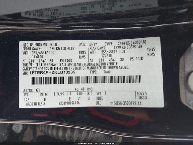 Ford Ranger Xlt 2019 1FTER4FH2KLB13935 Image 9