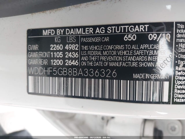 45083490 :رقم المزاد ، WDDHF5GB8BA336326 vin ، 2011 Mercedes-benz E 350 مزاد بيع