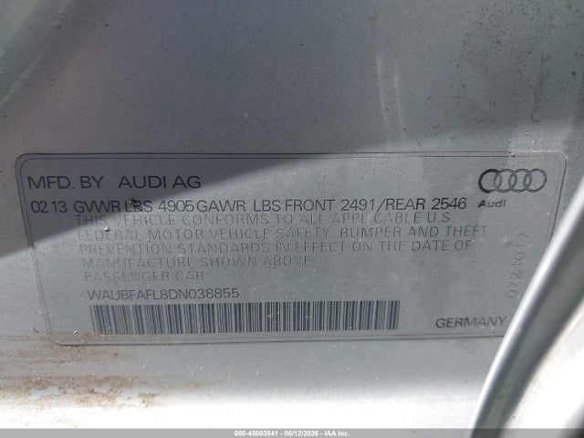 Продаж на аукціоні авто 2013 Audi A4 2.0t Premium, vin: WAUBFAFL8DN038855, номер лоту: 45083541