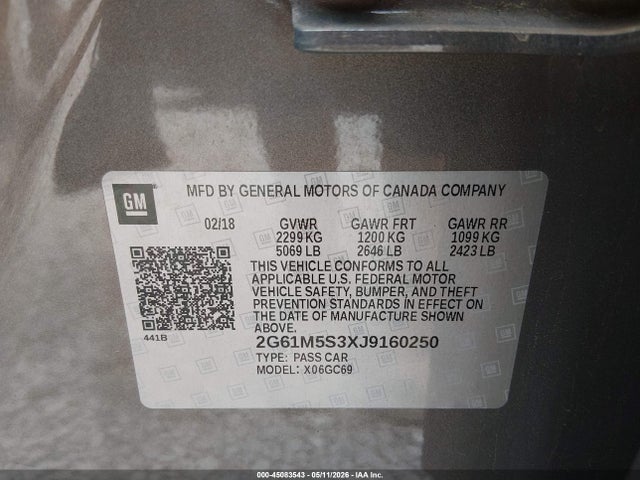 Продажа на аукционе авто 2018 Cadillac Xts Luxury, vin: 2G61M5S3XJ9160250, номер лота: 45083543