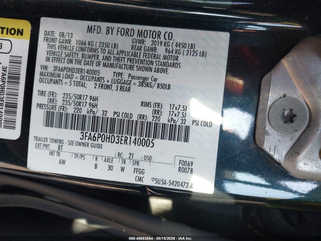 Продажа на аукционе авто 2014 Ford Fusion Se, vin: 3FA6P0HD3ER140005, номер лота: 45083554