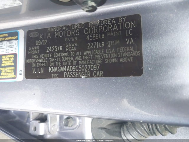 Aukcja sprzedaży 2012 Kia Optima Hybrid Ex, vin: KNAGM4AD9C5027097, numer aukcji: 45083555