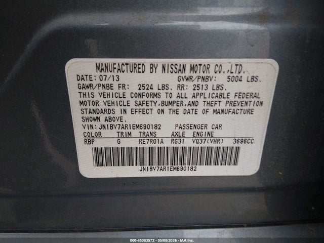 Aukcja sprzedaży 2014 Infiniti Q50 Premium, vin: JN1BV7AR1EM690182, numer aukcji: 45083572