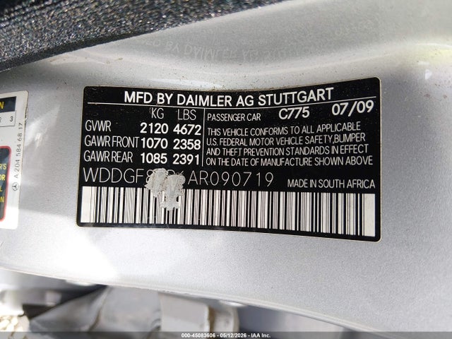 45083606 :رقم المزاد ، WDDGF8BB6AR090719 vin ، 2010 Mercedes-benz C 300 Luxury 4matic/sport 4matic مزاد بيع