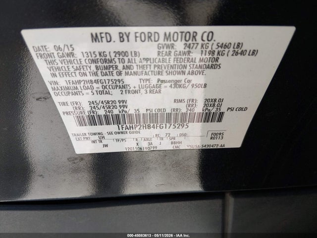 2015 Ford Taurus Sel მანქანა იყიდება აუქციონზე, vin: 1FAHP2H84FG175295, აუქციონის ნომერი: 45083613