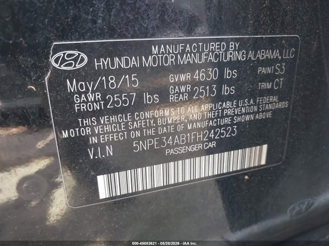 Продаж на аукціоні авто 2015 Hyundai Sonata Limited 2.0t, vin: 5NPE34AB1FH242523, номер лоту: 45083621