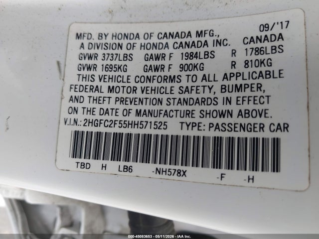 Продаж на аукціоні авто 2017 Honda Civic Lx, vin: 2HGFC2F55HH571525, номер лоту: 45083653