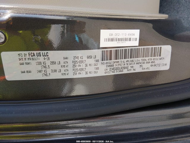 Продажа на аукционе авто 2018 Dodge Grand Caravan Se, vin: 2C4RDGBG9JR296402, номер лота: 45083659
