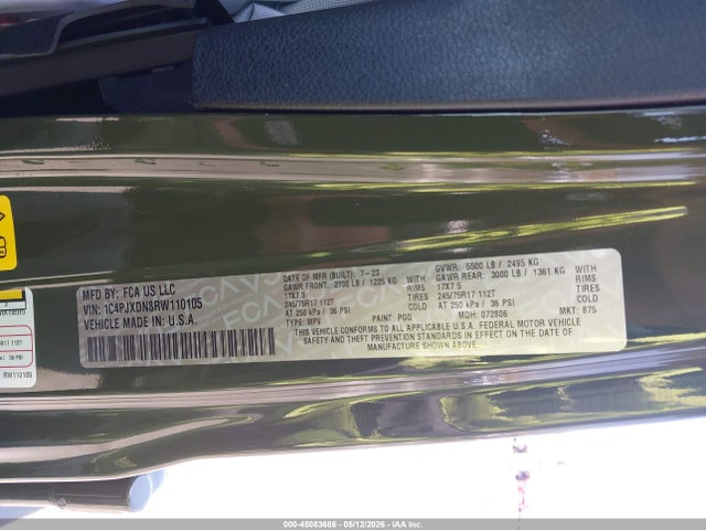 Aukcja sprzedaży 2024 Jeep Wrangler 4-door Sport S 4x4, vin: 1C4PJXDN8RW110105, numer aukcji: 45083686