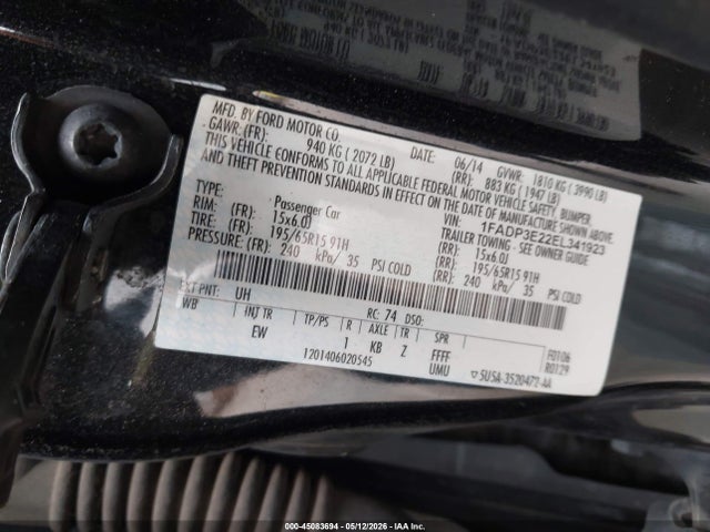 1FADP3E22EL341923 Ford FOCUS S