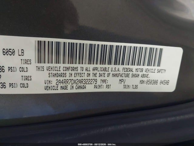 Aukcja sprzedaży 2010 Chrysler Town & Country New Limited, vin: 2A4RR7DX2AR322279, numer aukcji: 45083709