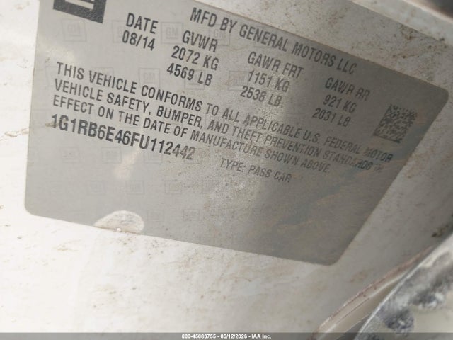 Продаж на аукціоні авто 2015 Chevrolet Volt, vin: 1G1RB6E46FU112442, номер лоту: 45083755