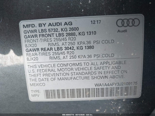 Aukcja sprzedaży 2018 Audi Sq5 3.0t Premium Plus, vin: WA1A4AFY3J2109175, numer aukcji: 45083776