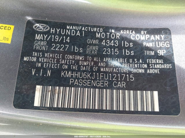 Продаж на аукціоні авто 2015 Hyundai Genesis 3.8 Ultimate, vin: KMHHU6KJ1FU121715, номер лоту: 45083787