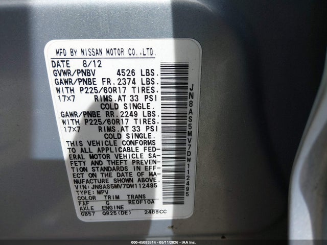 Aukcja sprzedaży 2013 Nissan Rogue Sv, vin: JN8AS5MV7DW112495, numer aukcji: 45083814