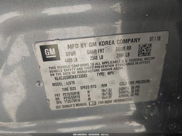 Aukcja sprzedaży 2019 Buick Encore Awd Essence, vin: KL4CJGSM3KB733583, numer aukcji: 45083843
