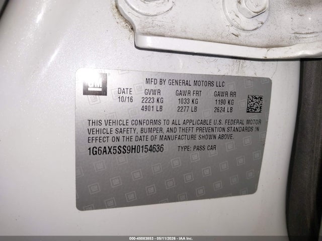 45083853 :رقم المزاد ، 1G6AX5SS9H0154636 vin ، 2017 Cadillac Cts Luxury مزاد بيع
