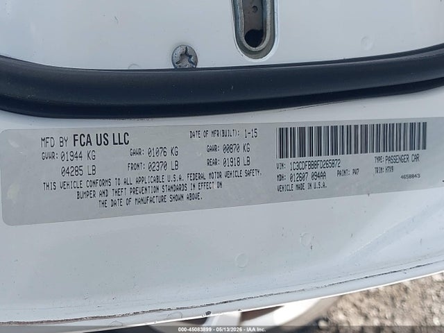 45083899 :رقم المزاد ، 1C3CDFBB8FD265872 vin ، 2015 Dodge Dart Sxt مزاد بيع