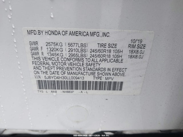 Aukcja sprzedaży 2020 Acura Mdx Standard, vin: 5J8YD4H30LL009413, numer aukcji: 45083908