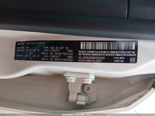 Продаж на аукціоні авто 2020 Jeep Renegade Altitude Fwd, vin: ZACNJABBXLPL02334, номер лоту: 45083912