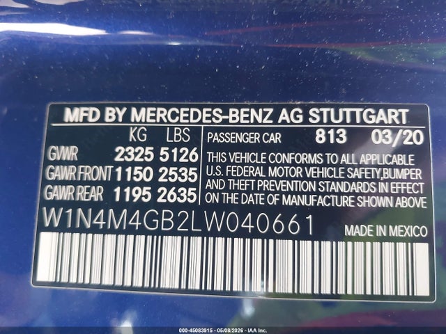 Продаж на аукціоні авто 2020 Mercedes-benz Glb 250, vin: W1N4M4GB2LW040661, номер лоту: 45083915