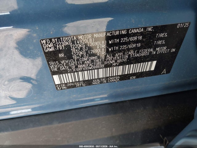 Aukcja sprzedaży 2025 Toyota Rav4 Hybrid Xse, vin: 2T3E6RFV9SW088699, numer aukcji: 45083930