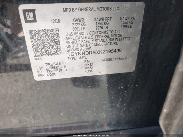 Продажа на аукционе авто 2019 Cadillac Xt5 Luxury, vin: 1GYKNDRSXKZ195409, номер лота: 45083974
