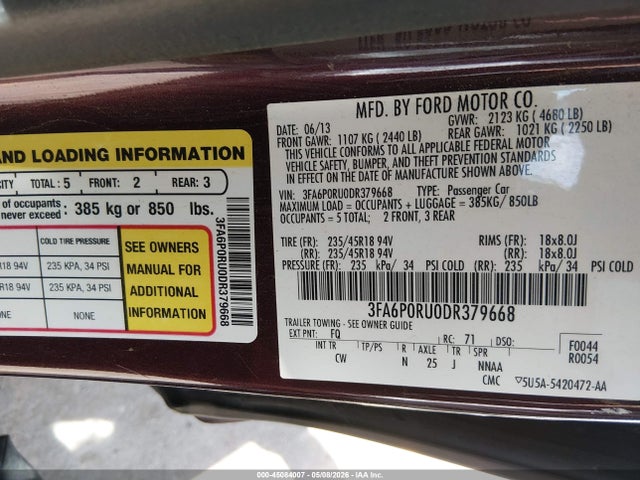 Продажа на аукционе авто 2013 Ford Fusion Hybrid Titanium, vin: 3FA6P0RU0DR379668, номер лота: 45084007