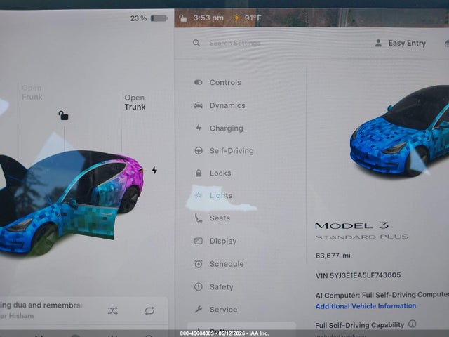 Продаж на аукціоні авто 2020 Tesla Model 3 Standard Range Plus Rear-wheel Drive/standard Range Rear-wheel Drive, vin: 5YJ3E1EA5LF743605, номер лоту: 45084009