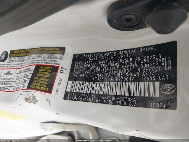 Toyota CAMRY SE 2017 4T1BF1FK6HU278617 Image 9