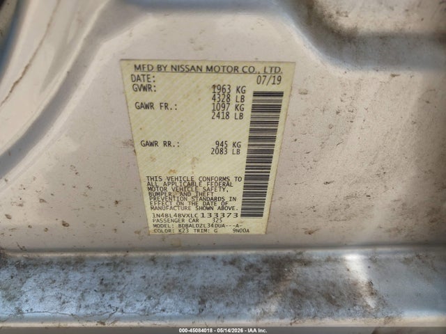 1N4BL4BVXLC133373 Nissan Altima S Fwd