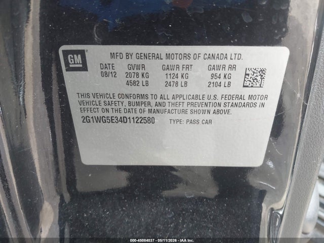 45084037 :رقم المزاد ، 2G1WG5E34D1122580 vin ، 2013 Chevrolet Impala Lt مزاد بيع
