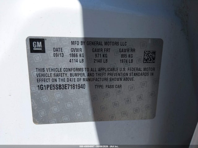 1G1PE5SB3E7181940 Chevrolet Cruze 2lt Auto