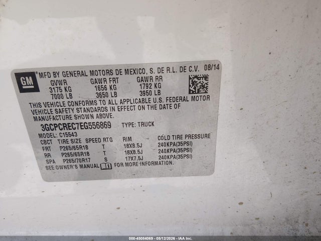 Aukcja sprzedaży 2014 Chevrolet Silverado 1500 1lt, vin: 3GCPCREC7EG556869, numer aukcji: 45084069