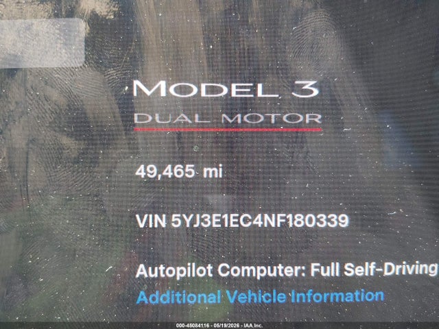 Продаж на аукціоні авто 2022 Tesla Model 3 Performance Dual Motor All-wheel Drive, vin: 5YJ3E1EC4NF180339, номер лоту: 45084116