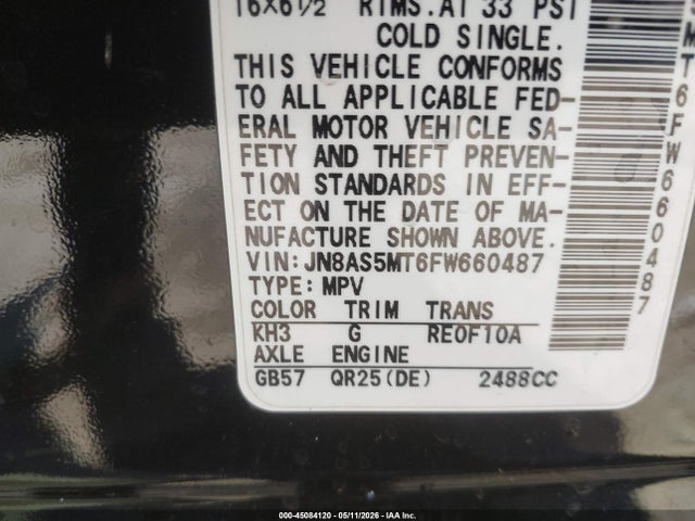 JN8AS5MT6FW660487 Nissan Rogue Select S