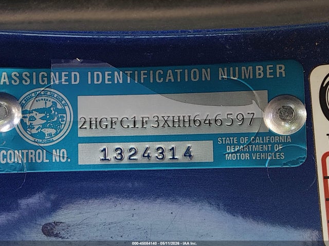 2HGFC1F3XHH646597 Honda Civic Ex-t