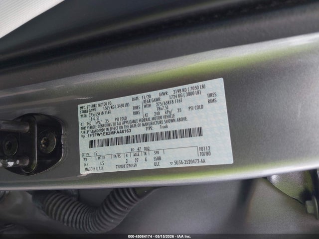 Aukcja sprzedaży 2021 Ford F-150 Xlt, vin: 1FTFW1E82MFA48163, numer aukcji: 45084174