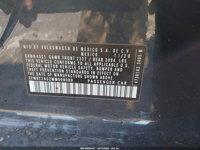 45084187 :رقم المزاد ، 3VW6T7AU2MM008080 vin ، 2021 Volkswagen Golf Gti 2.0t Autobahn/2.0t S/2.0t Se مزاد بيع