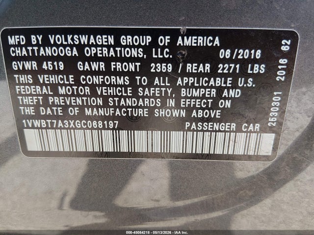 1VWBT7A3XGC068197 Volkswagen Passat 1.8t Se