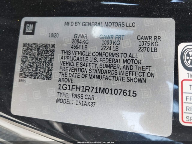 Продажа на аукционе авто 2021 Chevrolet Camaro Rwd  2ss, vin: 1G1FH1R71M0107615, номер лота: 45084309