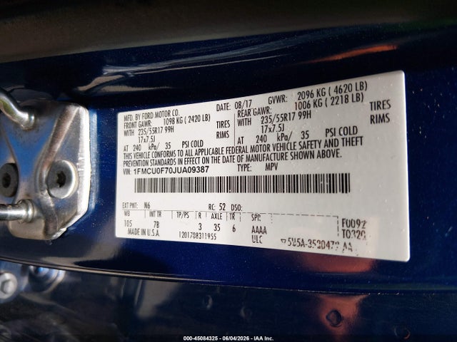 Ford ESCAPE S 2018 1FMCU0F70JUA09387 Image 9