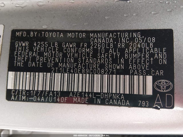 Продажа на аукционе авто 2009 Toyota Matrix S, vin: 2T1LE40E89C008271, номер лота: 45084334