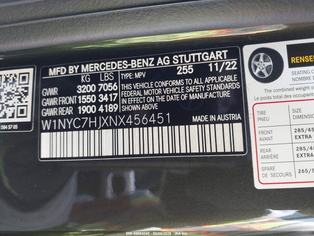Aukcja sprzedaży 2022 Mercedes-benz Amg G 63 4matic, vin: W1NYC7HJXNX456451, numer aukcji: 45084340