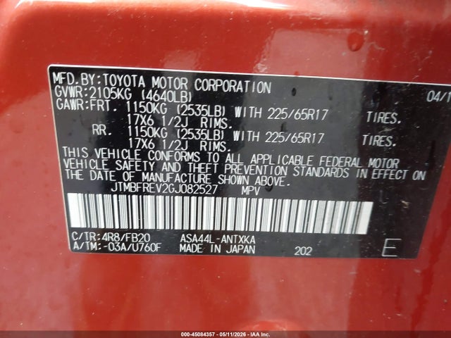 Продаж на аукціоні авто 2016 Toyota Rav4 Le, vin: JTMBFREV2GJ082527, номер лоту: 45084357