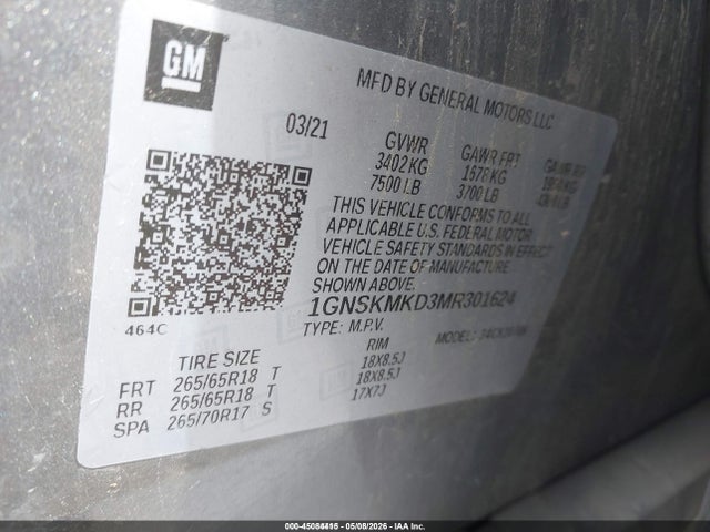 1GNSKMKD3MR301624 Chevrolet Tahoe 4wd Ls